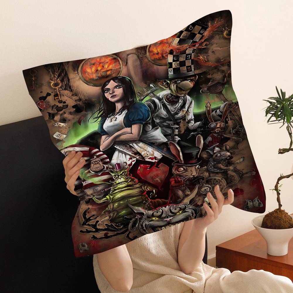 A-Alice M-Madness R-Returns Cushion Cover Car Throw Pillow Case For Sofa Car Christmas Gift 40X40Cm 45X45Cm