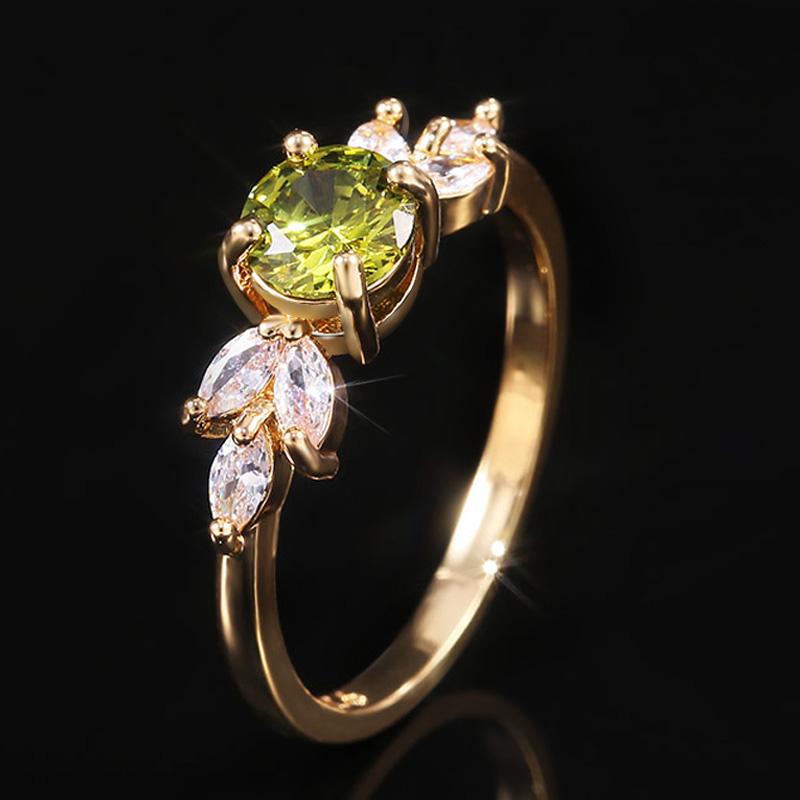 

Huitan Корейские Свежие Женские Кольца на Палец Оливково-зеленый Камень CZ Стильные Женские Танцевальные Вечерние Причудливые Аксессуары Заявление Циркон Подарок 10