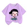 School Girls Pink Purple Sumer T-shirt Outdoor Leisure Anime Girl Clothes Summer Tee Tops