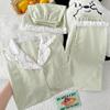 Milk Green Solid Color Pajamas Women's Summer New Imitation Cotton Edge Niche Loungewear Short-sleeved Three-piece Set
