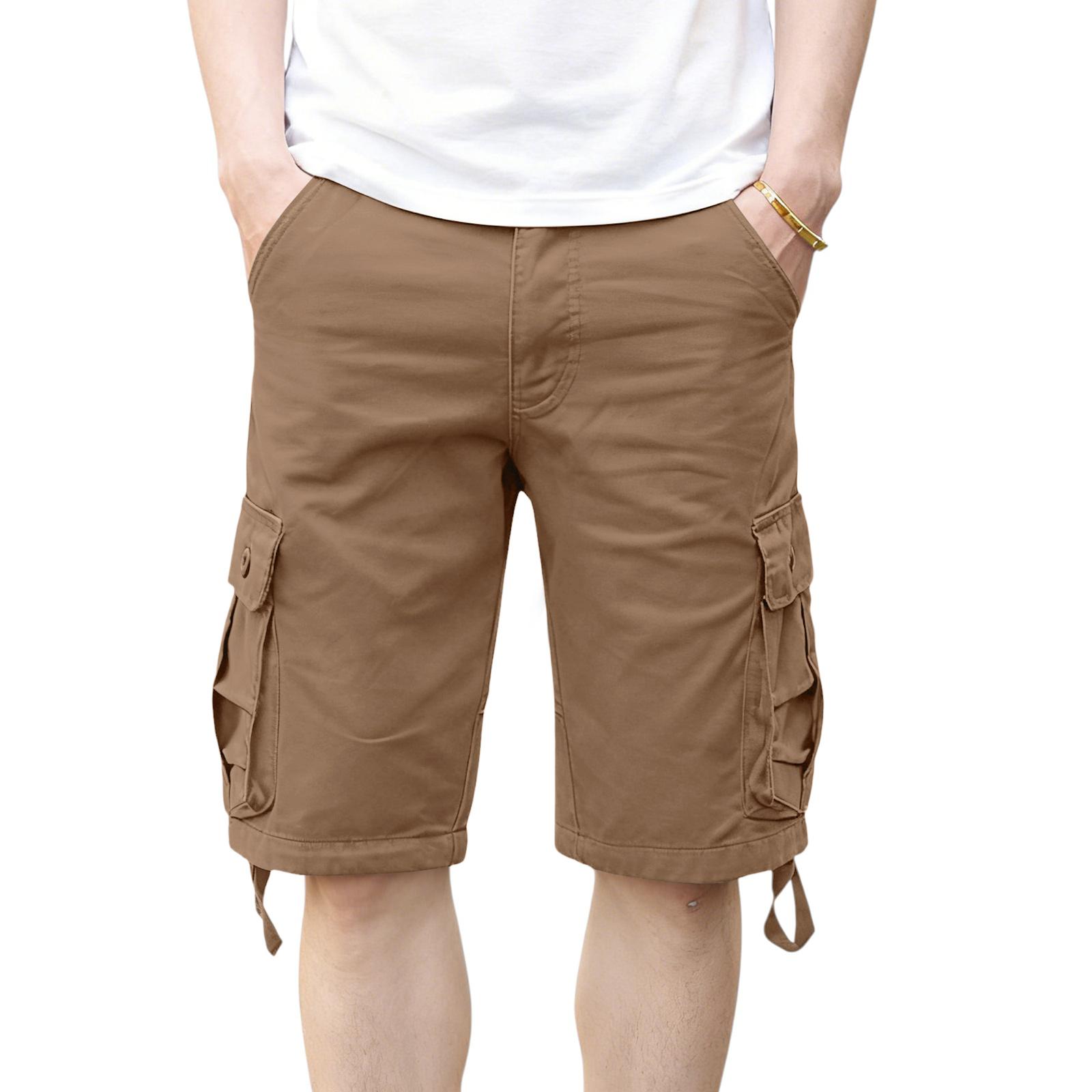 

Men s Casual Workwear Multi-Pocket Shorts 31 кавовий