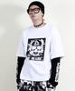 Deumakeu Skull Graphic Double Sleeve Long Sleeve T-Shirt White