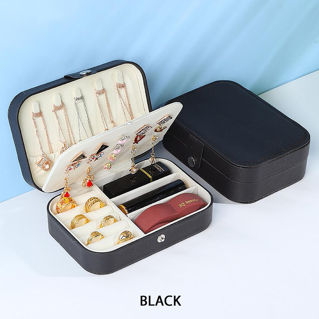 Portable Jewelry Box Small 2-Layer Travel Jewelry Organizer PU Leather Display Storage Case for Rings Necklace Earrings Bracelet