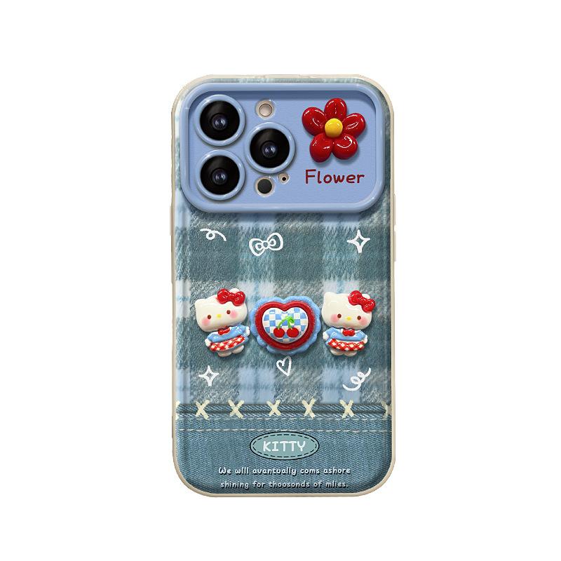 Plaid Kt Cat Doll Lanyard for Apple 17 Cute Phone Case 15promax Flip Window Iphone16