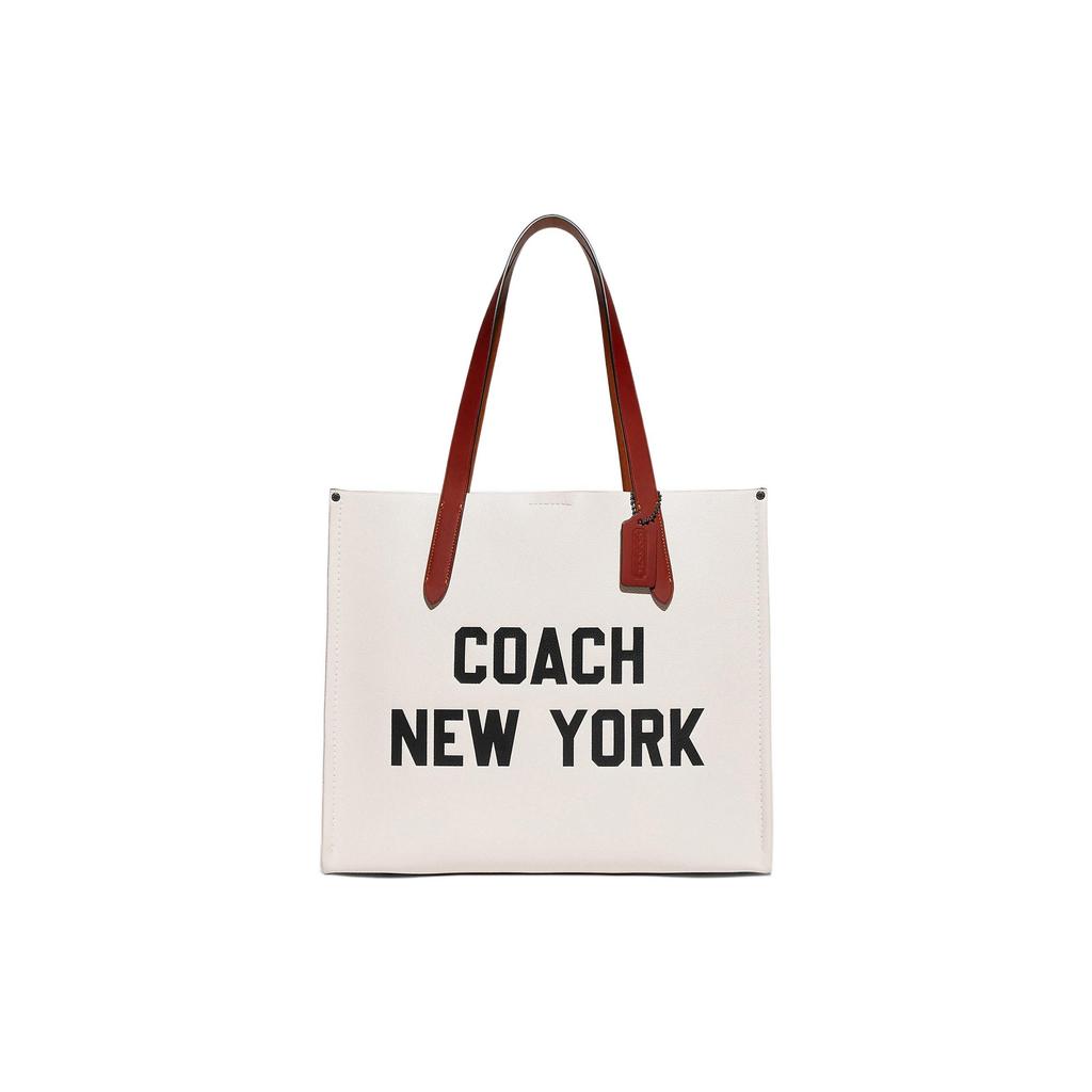 New COACH Pebbled Leather With Wax Plant Leather And Coated Canvas One Shoulder Handbag Tubas Men's White CH765-CAH