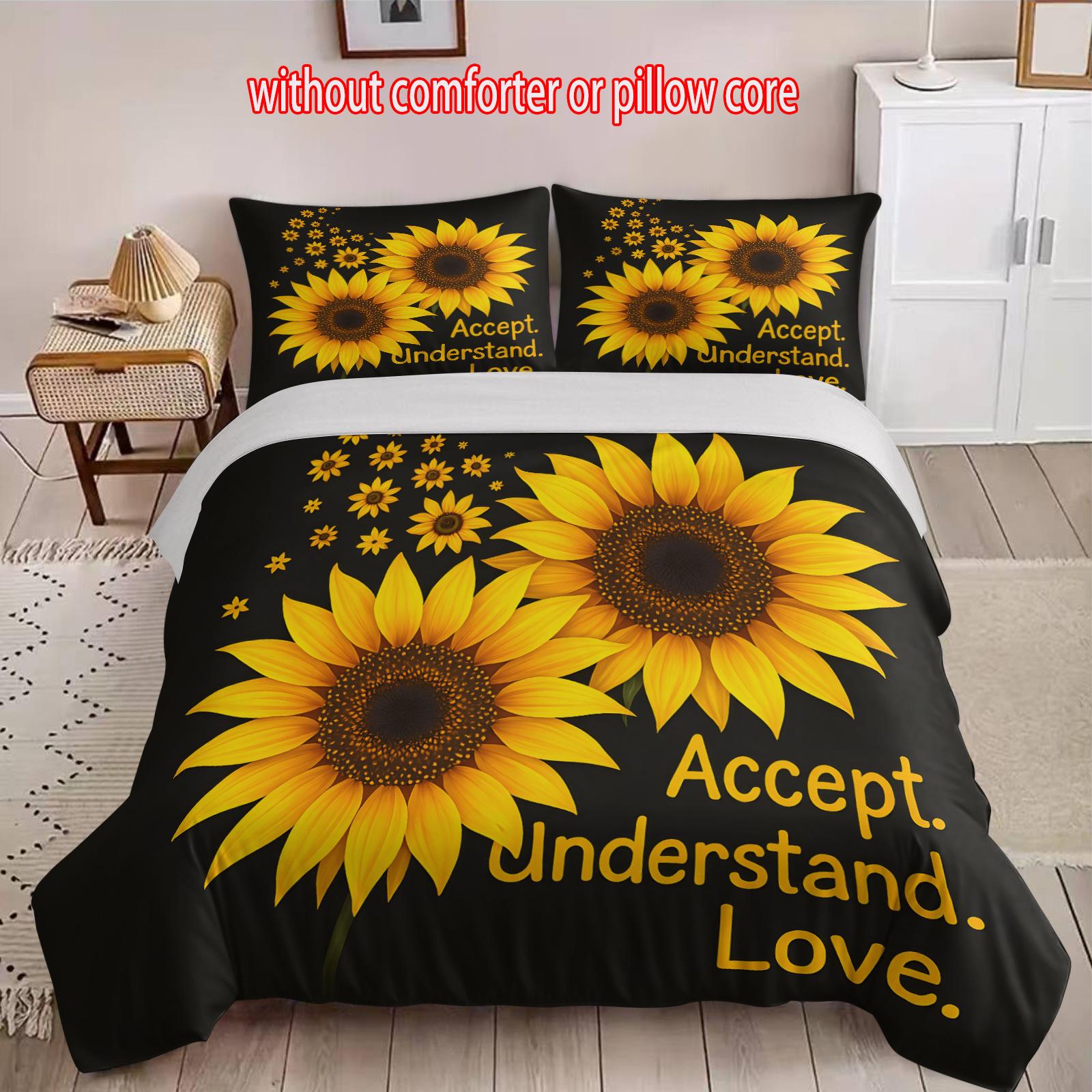 

Sunflower Three-Piece 3D Digital Printing Quilt Set cover 90 * 200 + and 50 * 75 * 1