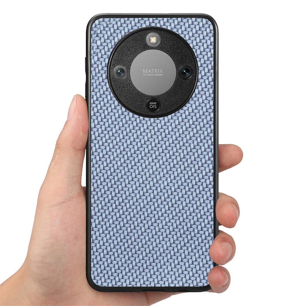 Phone Case For Honor Magic8 Lite 5G / X9d 5G / X70 5G Carbon Fiber Texture PU Leather + PC + TPU Cover