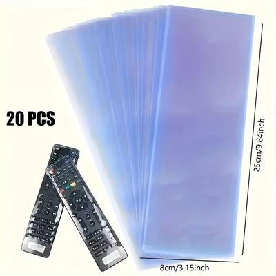 20/50Pcs Clear Heat Shrink Bags for TV and Remote Control, Waterproof Dustproof Protective Sleeve with Heat-Sealed Design