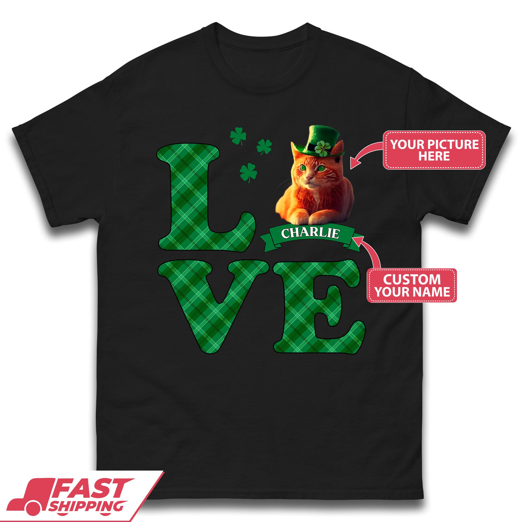 Personalised Love St. Patrick s Cat Mens T-Shirt Womens Tops Tees 2XL