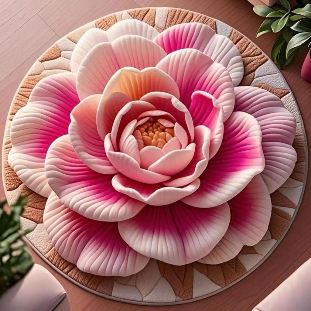 3D Flower Crystal Velvet Floor Mat, Living Room Coffee Table Foot Mat, Cloakroom Premium Sense Floor Mat, Non-Slip And Cool Mat