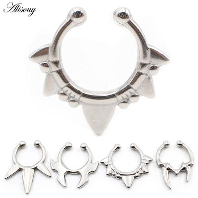 Alisouy 1PC Gietwerk Roestvrij Staal Slagtand Slagtanden Kegel Neusring Septum Oor Cuff Kraakbeen Tragus Daith Niet-Piercing Lichaams Sieraden