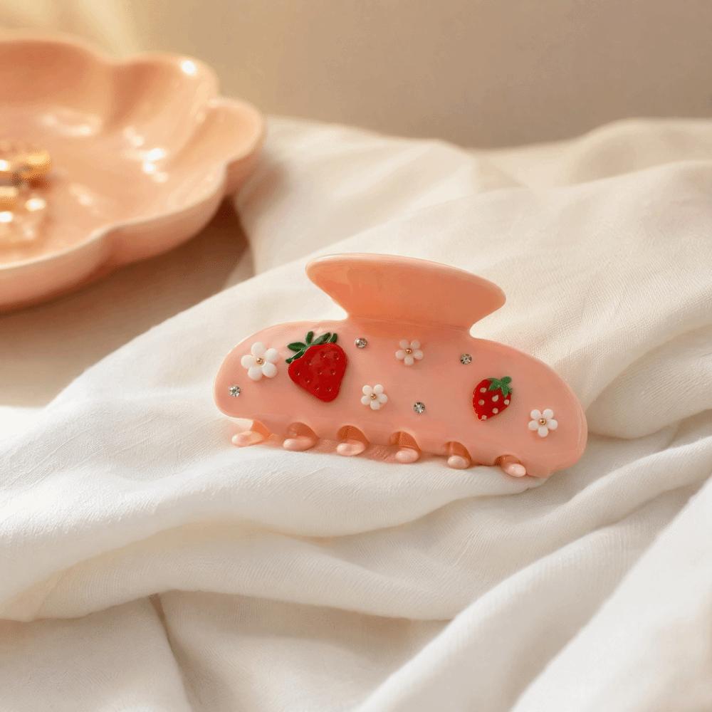 Rhinestone Decor Hair Barrettes Floral Decor Hair Jaw Clips Sweet Style Shark Hair Clips For Women