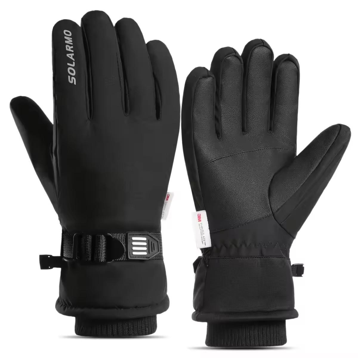 

Winter Men s Skiing Gloves Touch Screen Waterproof Cashmere Lining Thickened Anti Slip Gloves Outdoor Motorcycle Riding Gloves L чёрный