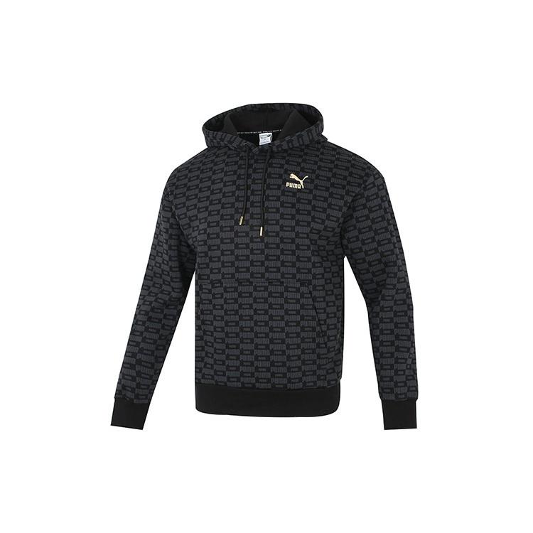 PUMA Luxe Aop Full Print Logo Knit Black Men s 534409-01 S