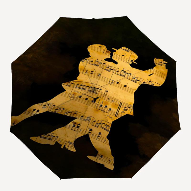 

1pc Musical Romance Automatic Folding Umbrella, 8-Rib Durable Iron Frame, Compact Travel Umbrella for Women & Men041