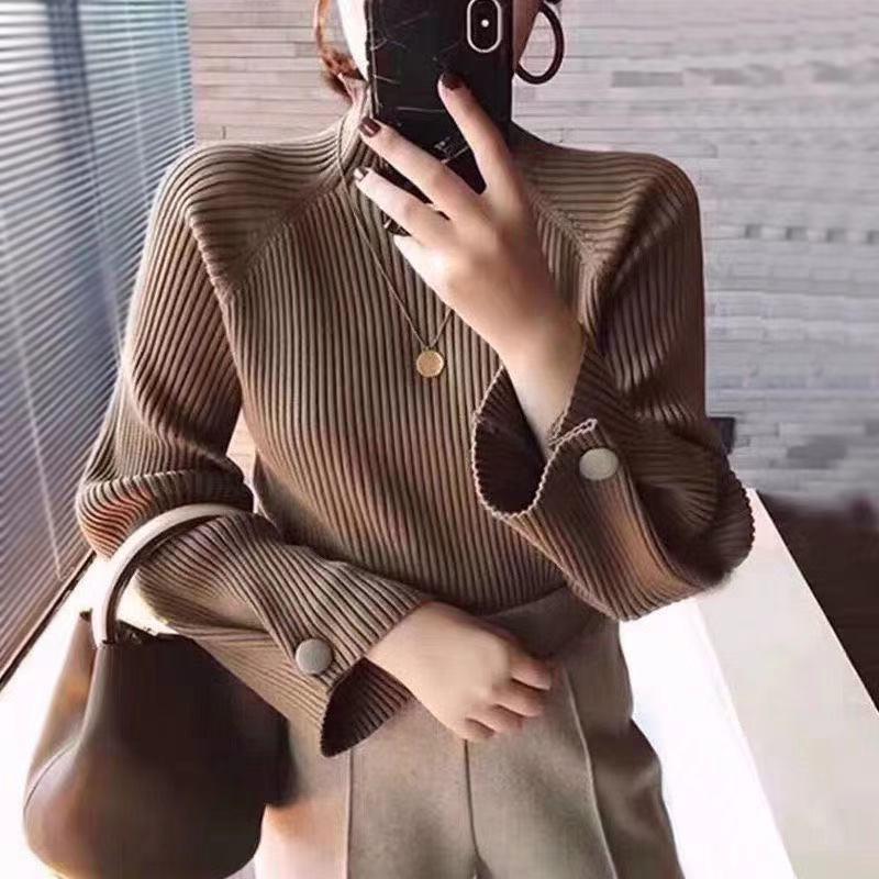 Women's Slim Fit Knitted Sweater - Warm Long Sleeve Turtleneck Base Shirt