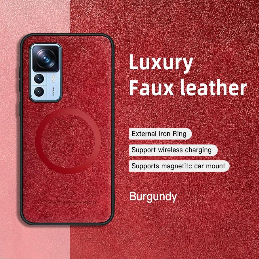 

Для Xiaomi 12T 12T Pro Чехол из ПУ кожи с магнитным кольцом Мягкий край Противоударный Защита от отпечатков пальцев Чехол для телефона For Xiaomi 12T Pro красный