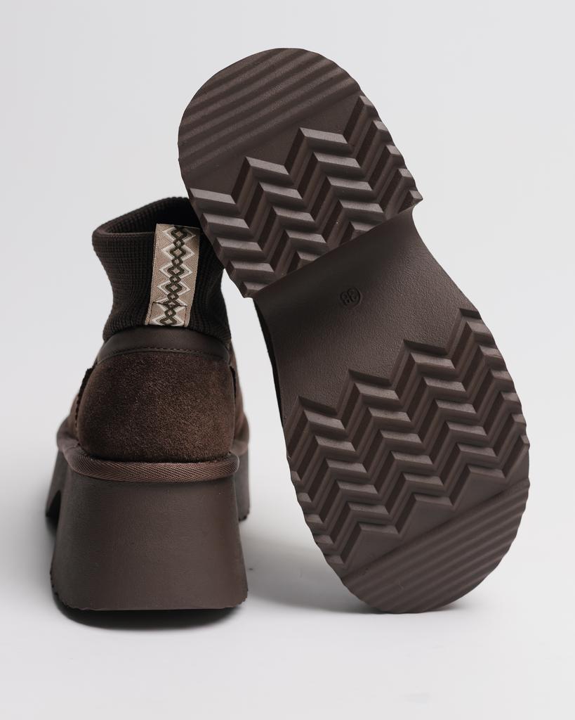 Угги с носком на платформе Allsy 8752 36 коричневый замша шерсть