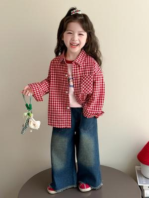 Mädchen Leichte Langarm Hemdjacke - Modische Frühling/Herbst Schulanfang 2025 Kollektion
