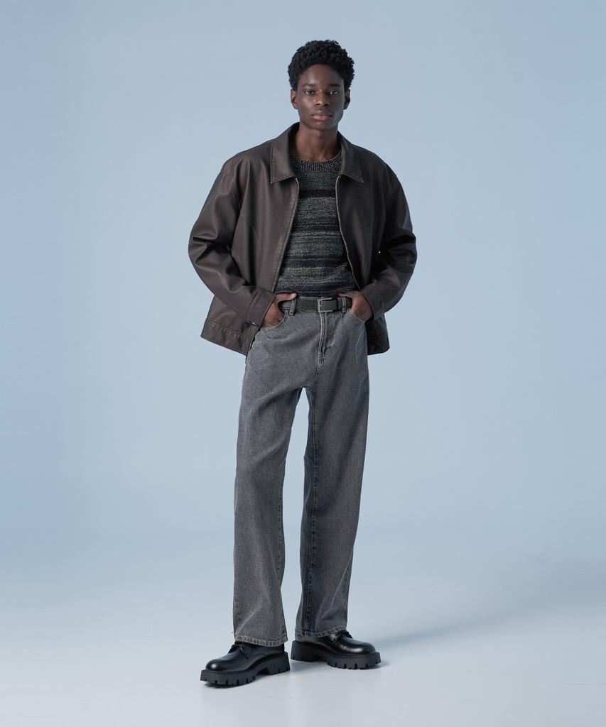 Sperone Oversized Curved Blouson Jacket (Brown)
