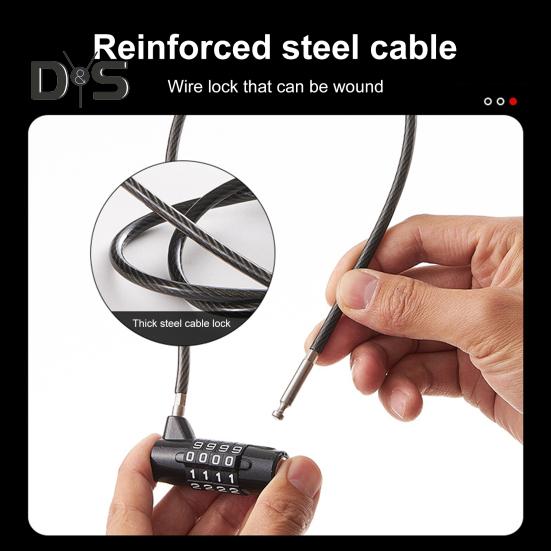 4-Digit Combination Lock Wire Rope Safety Coded Lock Zinc Alloy Multi-purpose Dormitory Gym Locker Cabinet Luggage Anti-theft Password Padlock