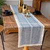 Farmhouse Table Runner Grey Blue 13X72 Inch Cotton Linen Embroidered Striped Boho Wedding Party Rustic Home Christmas Decoration