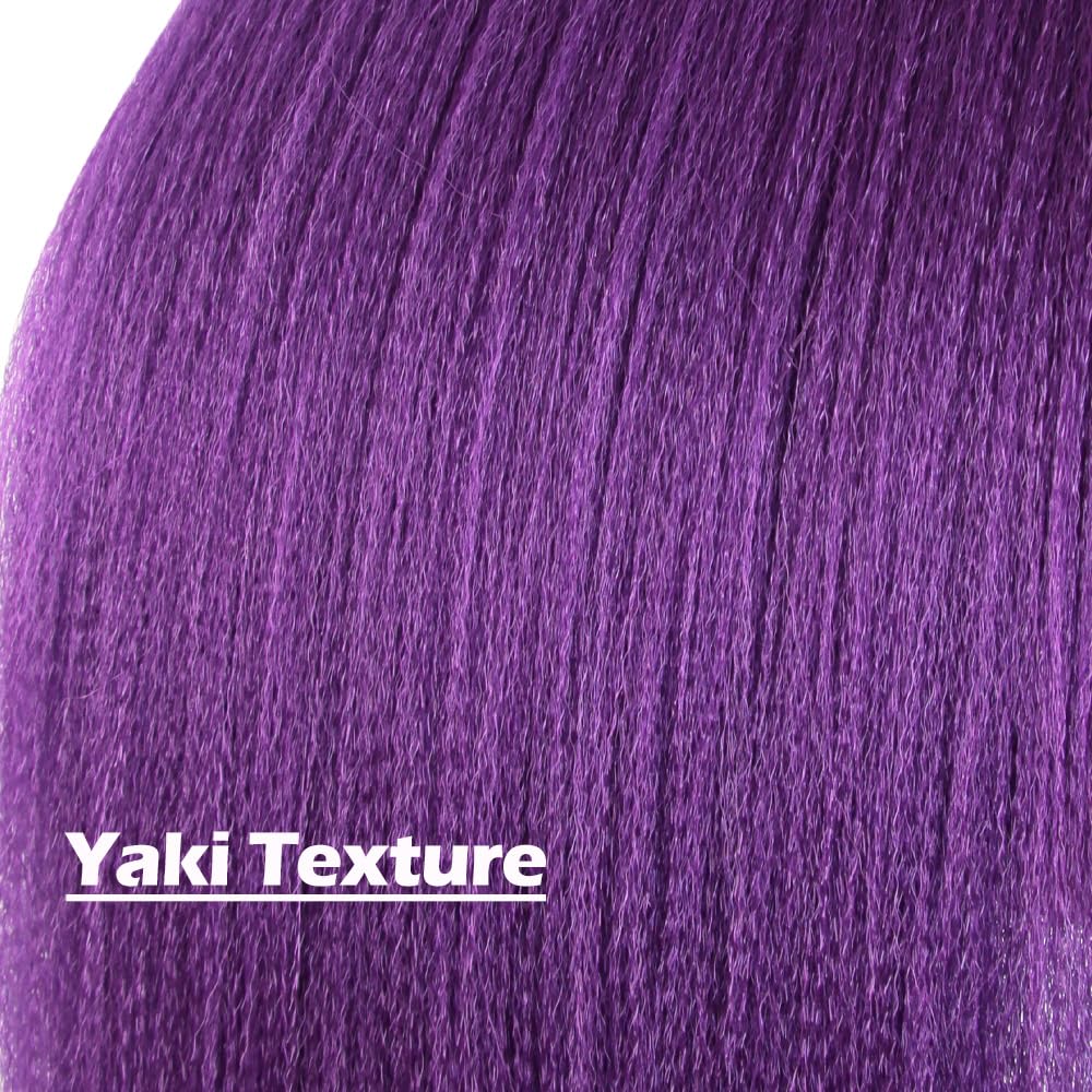 Lila Flechthaar 14 Zoll Kurz Vorgestrecktes Haar Glatte Yaki Textur Synthetische Haarverlängerungen Weichheit,