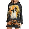 Women's Halloween Printed Long Sleeve Hoodie Casual Fashion Pullover Top