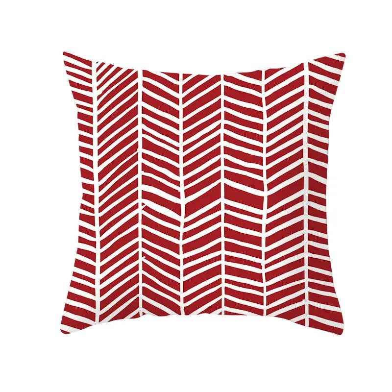 Red Geometric Cushion Cover 45X45 Pillowcase Decor Sofa Cushion Polyester Pillowcase Home Decor Pillowcase