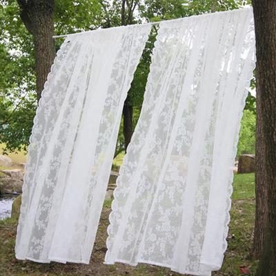 1PC Tulle Sheer Curtains Lace Window Curtains Pastoral Style White Jacquard Living Room Bedroom