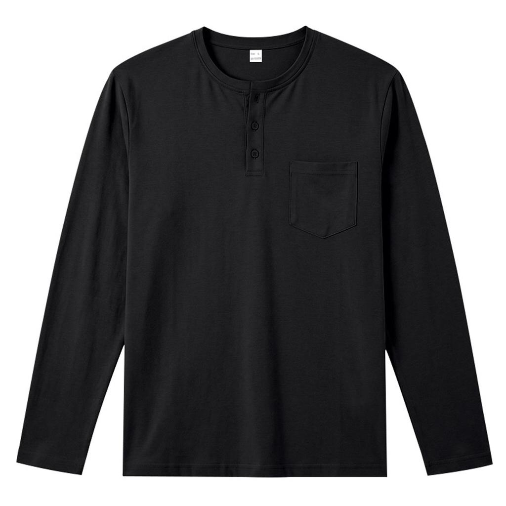 Herren Stretch Leichtes Langarm-T-Shirt mit Tasche - Vintage Casual