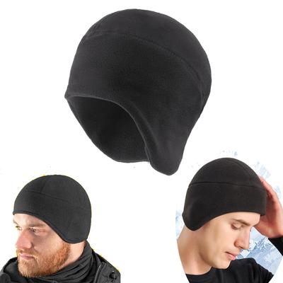 Winter Thermal Fleece Skull Cap Helmet Liner Mens Beanie Earflaps For Cycling Running Motorcycle & Riding Under Helmet Liner
