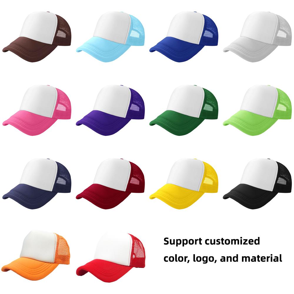 Wholesale High Quality Custom 3D Embroidery Sublimation Print 5-Panel Trucker Mesh Cap  Baseball Gorras Blank Foam Trucker Hat