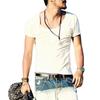 Men T-shirt Large V Neck Thin Solid Color Slim Fit Soft Short Sleeves Mid