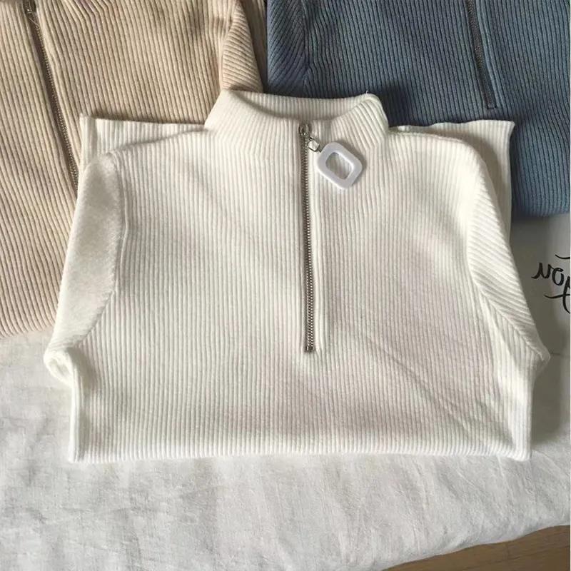 Poloviční rolák Pletená spodní košile Dámské Vnitřní svetr na zip Dámské Westernový styl Univerzální Top Dámské