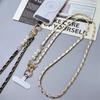 Phone Lanyard Women's Long Leather Woven Metal Chain With Pearl Phone Case Universal Phone Lanyard Diagonal Cross Bag Decoration