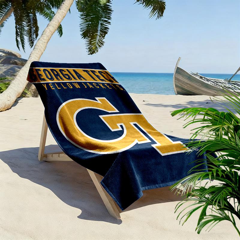 Georgia Tech Print Beach Towel, Large Soft Quick Dry Towel for Beach Camping Swimming