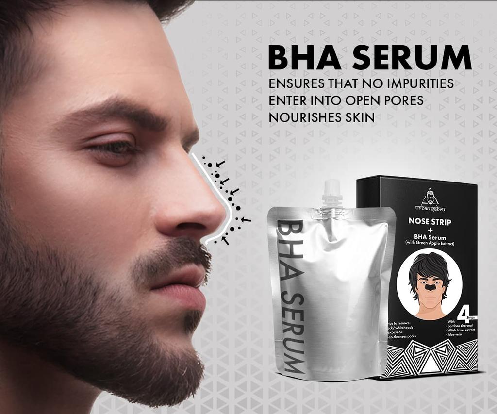 UrbanGabru Nose Strip with BHA Serum | Nose Strips for Blackhead, Whitehead Remover (4 Strips) | Pore Cleanser