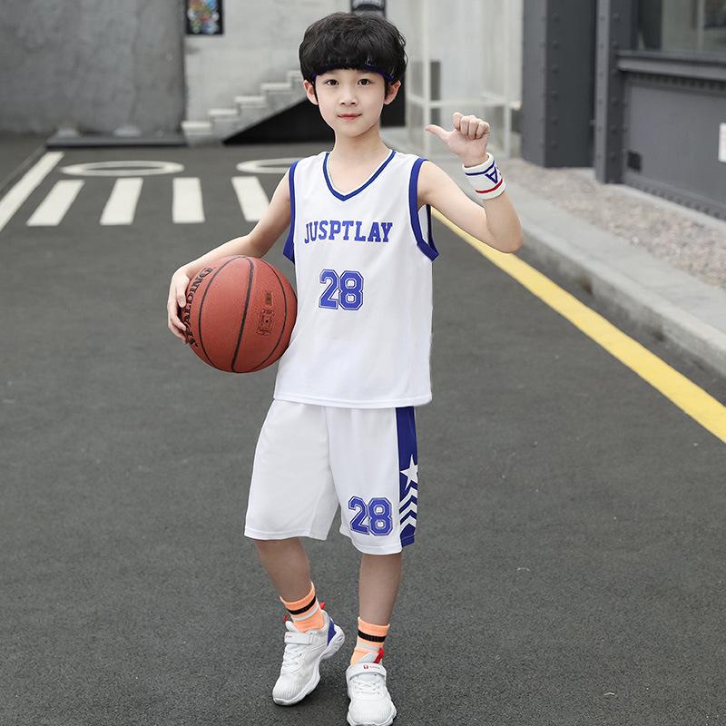 Kids' Sleeveless Basketball Jersey & Shorts Set - Boys' Casual Summer Sportswear