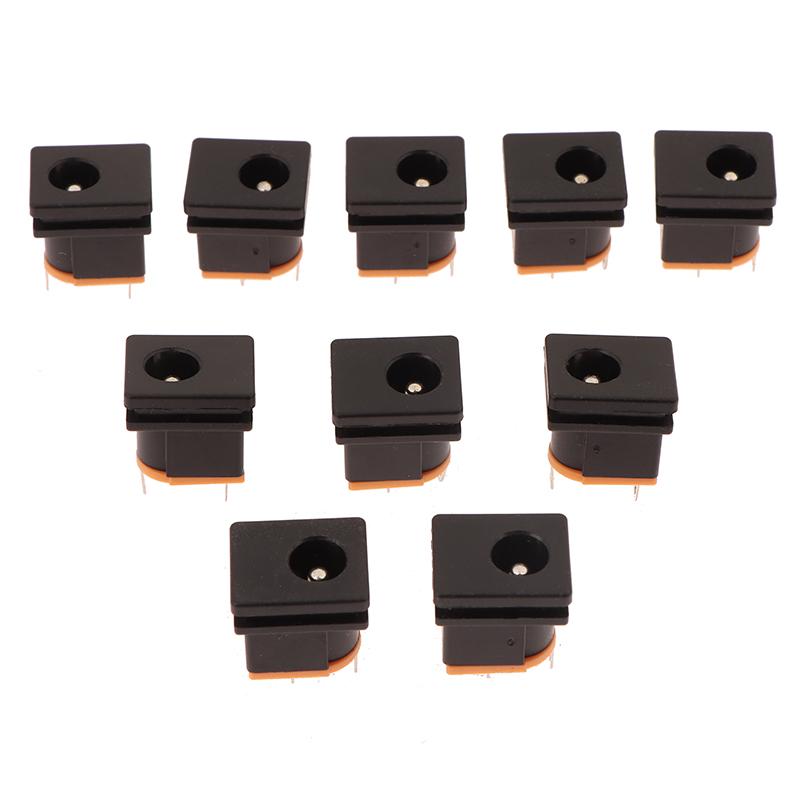 10Pcs DC Power Socket Connector 5.5X2.5MM  DC-015 Jack Square Panel Mounting Connectors