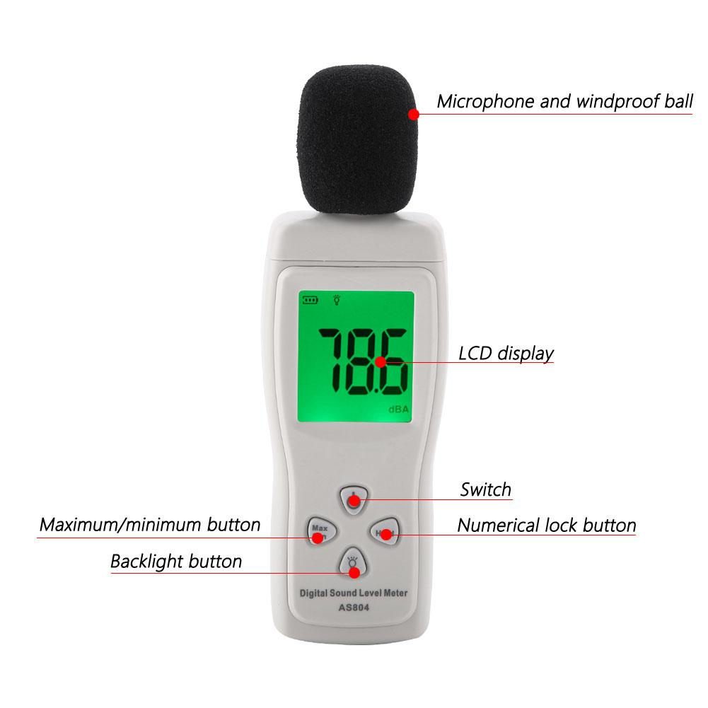 SMART SENSOR AS804 Digital Sound Level Meter Testing Monitor 30-130dBA