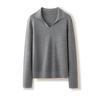 Summer 2026 Women's Lapel Thin Wool Sweater - Cute Solid Color Base Layer