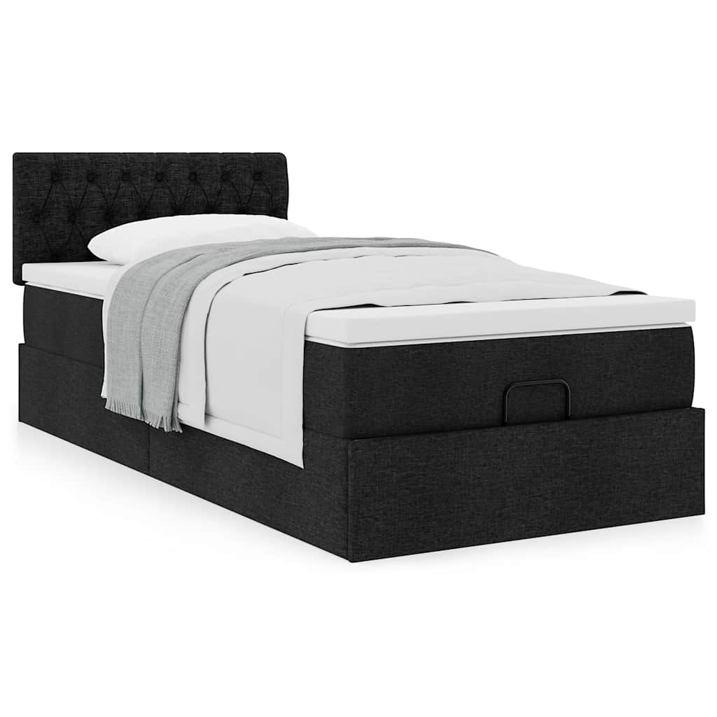 Ottoman Bed with Mattress Black 80x200 Cm Fabric