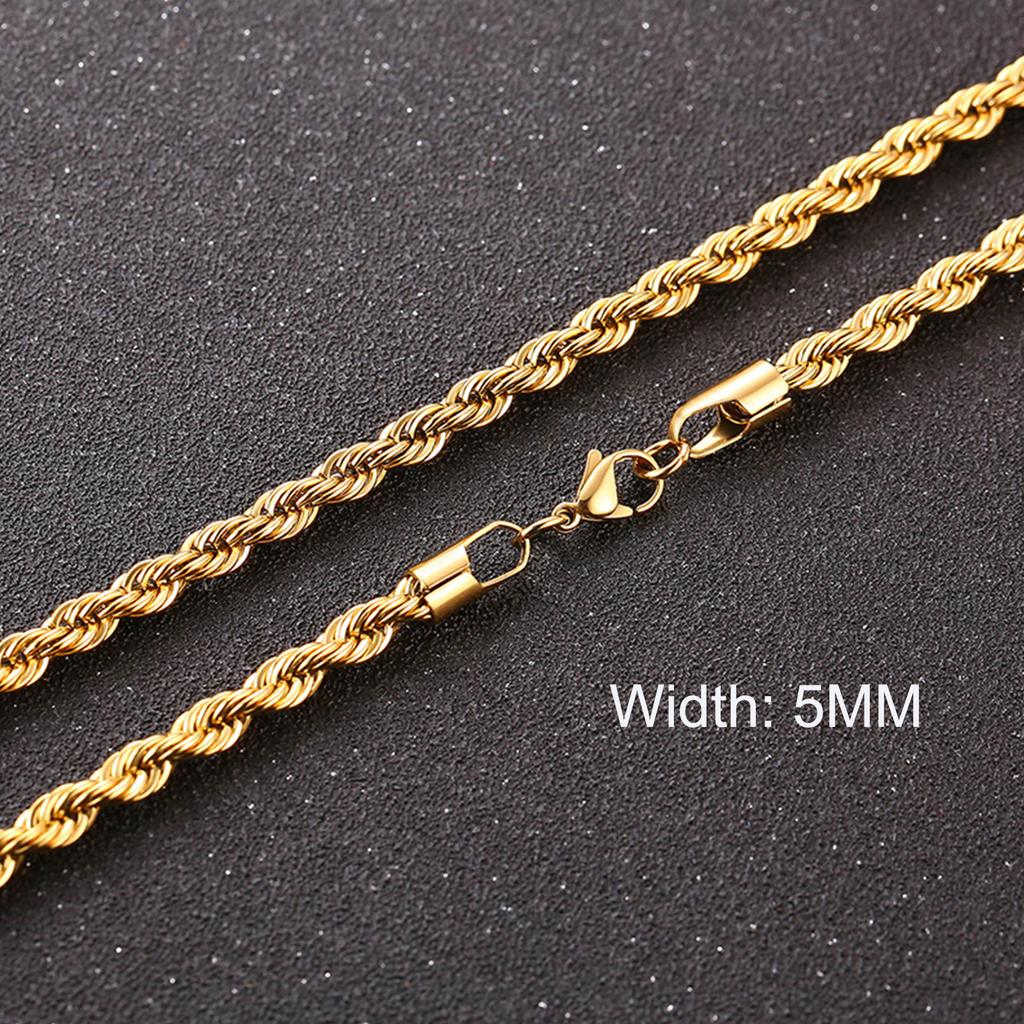 3/5/7/9/11MM Cuban Chain Necklaces for Men Women,Stainless Steel Curb Link Chain Collar,Zircon Gift for Dad Husband BFF