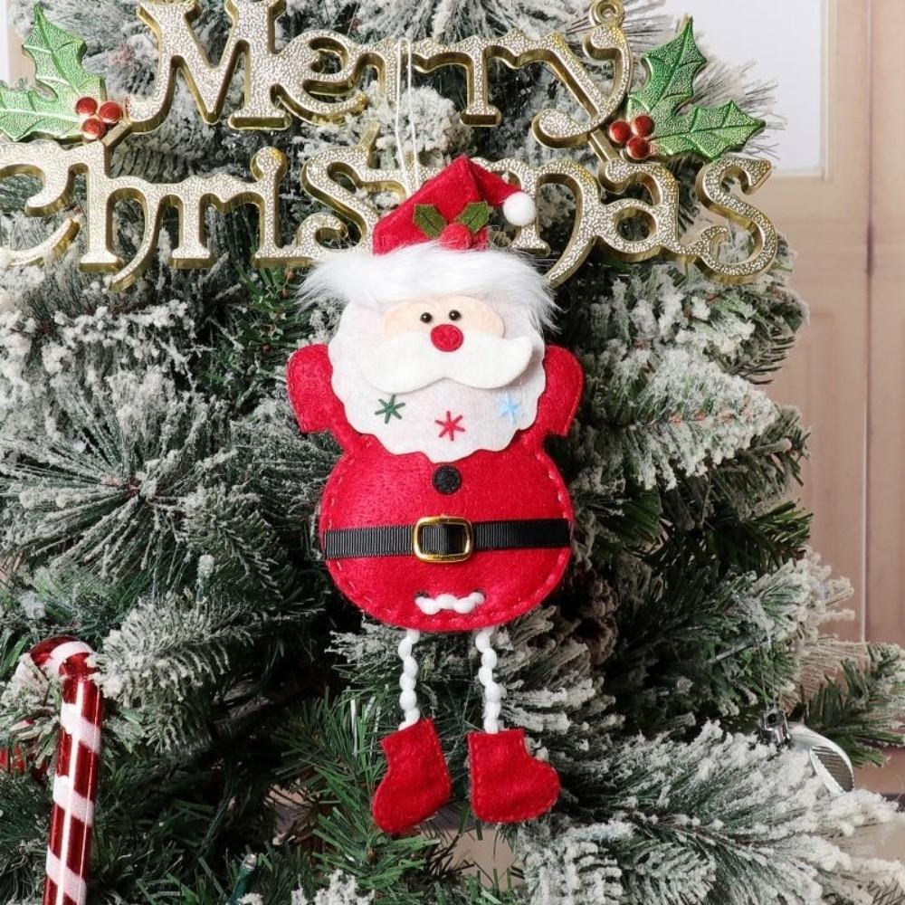 1PCS Vintage Felt Christmas Ornaments Hademade Santa Design Fabric Xmas Tree Decorations Snowman Design Soft