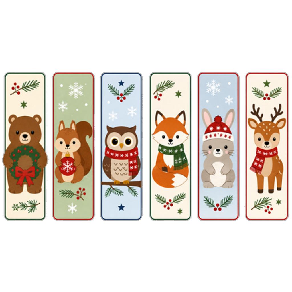 Stitch Bookmark Kit 6Pcs Single Sided 11CT DIY Printed Canvas Cotton Needlework Embroidery Set