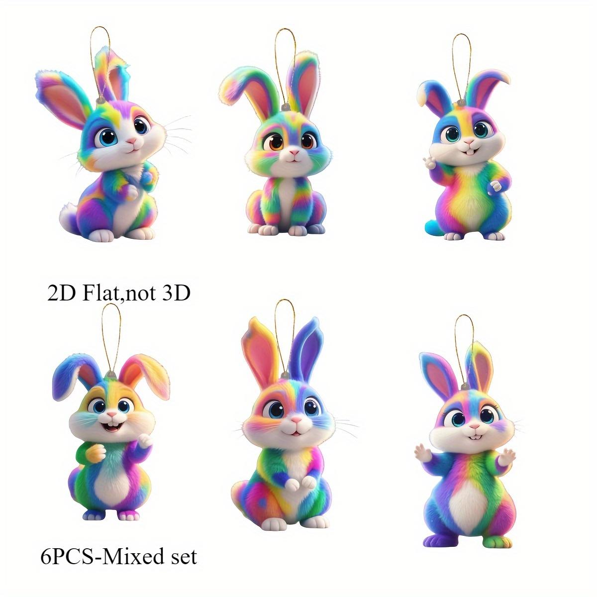

Bunny Ornaments Set - Colorful Acrylic 2D Rabbit Decorations for Holidays Including 4th of July, Christmas, and Thanksgiving.