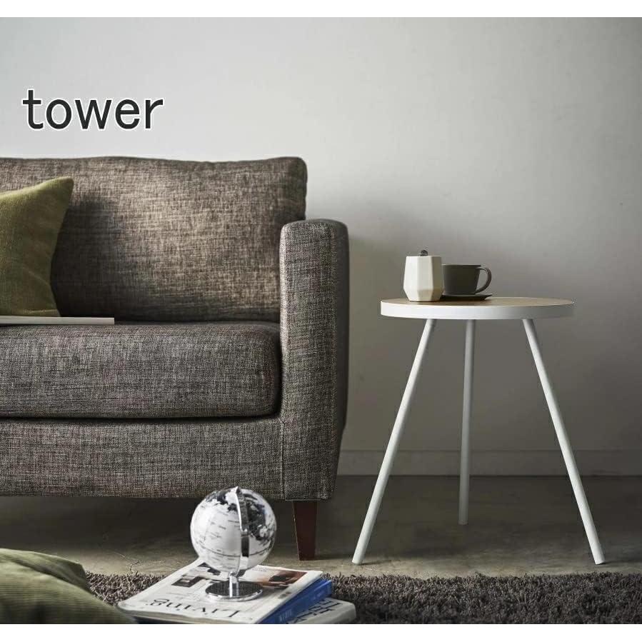 Side table tower round white coffee table night table space saving desk display shelf sofa bed bedside wooden natural wood steel Scandinavian natural