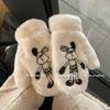 Cute Plush Gloves Female Autumn and Winter Korean Version Ins Warm and Plush Hanging Neck White Even Finger Outdoor Riding Student