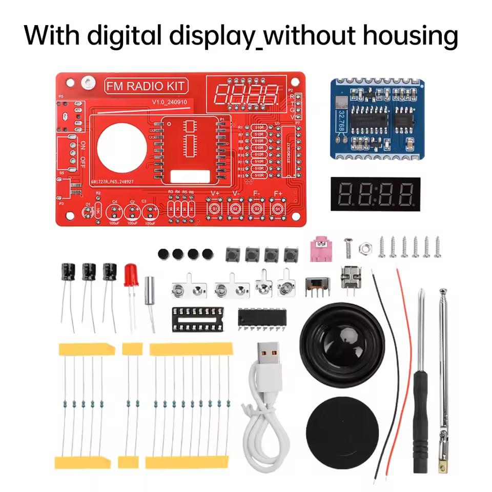 DIY FM Radio Electronic Kit 87-108MHz Adjustable Frequency Digital Display DIY Soldering Project Practice Solder RDA5807